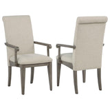 Cresswell Upholstered Dining Arm Chair Tan (Set of 2) | Beige | Tan / Weathered Taupe | 107453