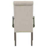 Cresswell Upholstered Dining Arm Chair Tan (Set of 2) | Beige | Tan / Weathered Taupe | 107453