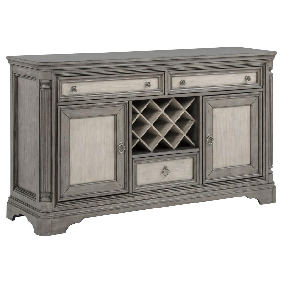 Cresswell 2-door 3-drawer Wine Storage Buffet Weathered Taupe | Brown | Weathered Taupe / Weathered Tan | 107455B