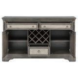 Cresswell 2-door 3-drawer Wine Storage Buffet Weathered Taupe | Grey | Weathered Taupe / Weathered Tan | 107455B