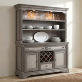 Cresswell 2-door 3-drawer Wine Storage Buffet Weathered Taupe | Grey | Weathered Taupe / Weathered Tan | 107455B