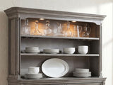 Cresswell 2-tier Touch Light Hutch Display Cabinet Weathered Taupe | Grey | Weathered Taupe / Weathered Tan | 107455H