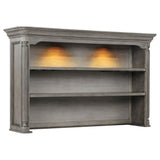 Cresswell 2-tier Touch Light Hutch Display Cabinet Weathered Taupe | Grey | Weathered Taupe / Weathered Tan | 107455H