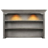 Cresswell 2-tier Touch Light Hutch Display Cabinet Weathered Taupe | Grey | Weathered Taupe / Weathered Tan | 107455H