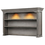 Cresswell 2-tier Touch Light Hutch Display Cabinet Weathered Taupe | Grey | Weathered Taupe / Weathered Tan | 107455H