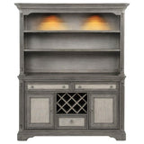 Cresswell 2-door 3-drawer Buffet and Hutch Weathered Taupe | Full | Grey | Weathered Taupe / Weathered Tan | 107455