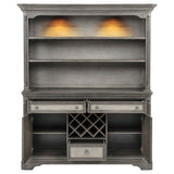 Cresswell 2-door 3-drawer Buffet and Hutch Weathered Taupe | Full | Grey | Weathered Taupe / Weathered Tan | 107455