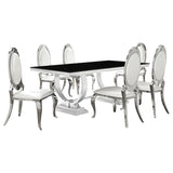 Antoine 7-piece Rectangular Glass Top Dining Set Chrome | King | Multi | Polished Stainless Steel | 107871-S7
