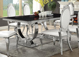 Antoine Rectangular 95-inch Glass Top Dining Table Black | King | Black | 107871