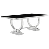 Antoine Rectangular 95-inch Glass Top Dining Table Black | King | Black | 107871