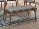 Alfredo Upholstered Dining Bench Grey and Natural Walnut | Full | Brown | Natural Walnut | 108083