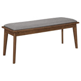 Alfredo Upholstered Dining Bench Grey and Natural Walnut | Full | Brown | Natural Walnut | 108083
