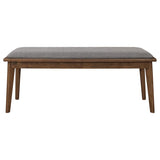 Alfredo Upholstered Dining Bench Grey and Natural Walnut | Full | Brown | Natural Walnut | 108083