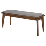 Alfredo Upholstered Dining Bench Grey and Natural Walnut | Full | Brown | Natural Walnut | 108083
