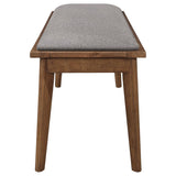 Alfredo Upholstered Dining Bench Grey and Natural Walnut | Full | Brown | Natural Walnut | 108083