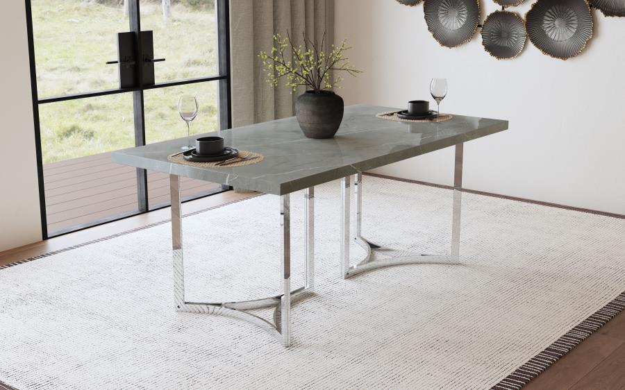 Sterling 72-inch Rectangular Dining Table Grey Faux Marble | King | Grey | Grey Faux Marble | 108121