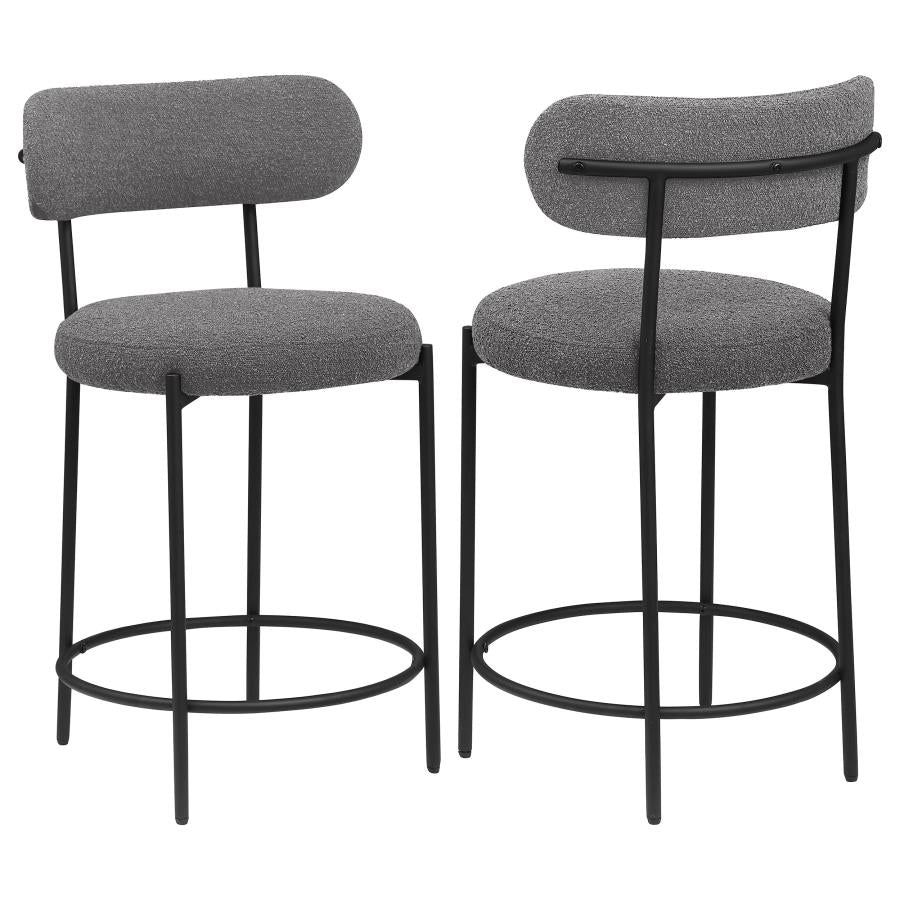 Viola Boucle Upholstered Counter Chair Grey (Set of 2) | Grey | 108198