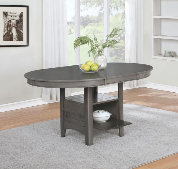 Lavon Oval 60-inch Wood Extension Leaf Dining Table Medium Grey