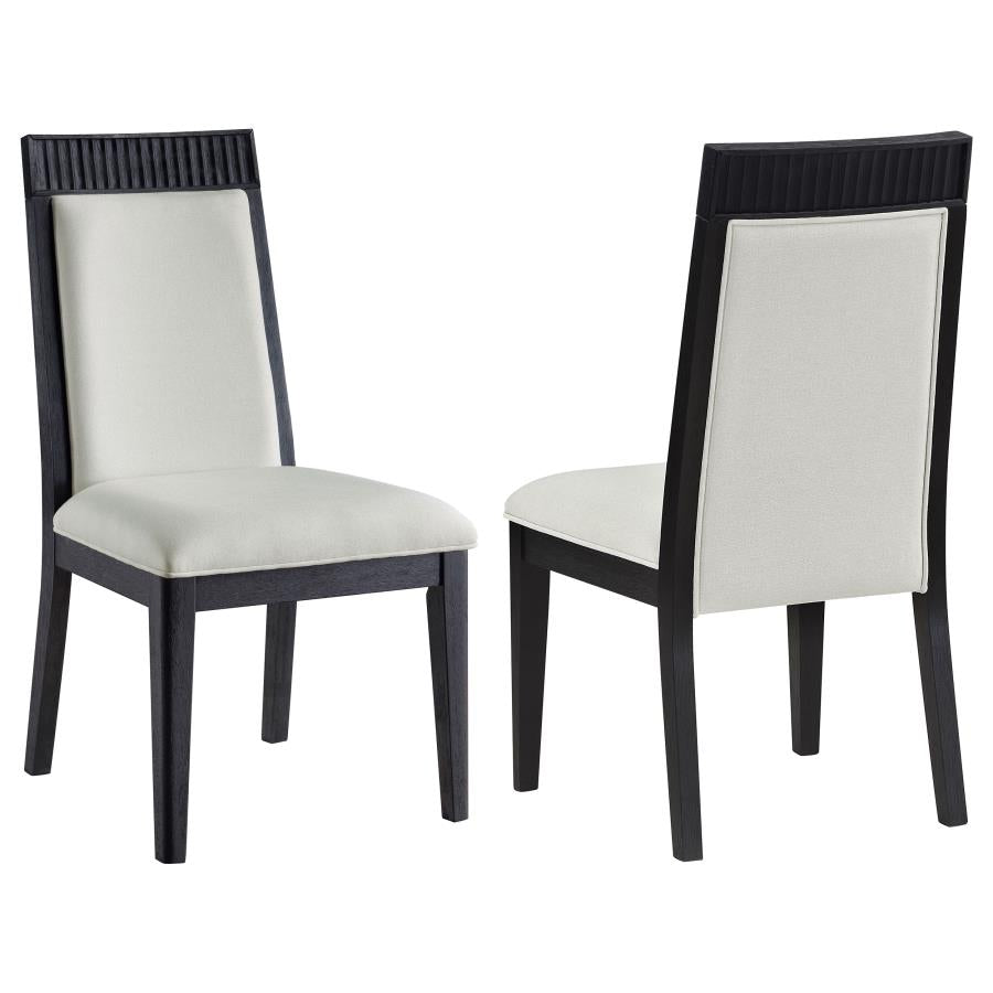 Brookmead Dining Side Chair Ivory and Black (Set of 2) | King | Black | 108233
