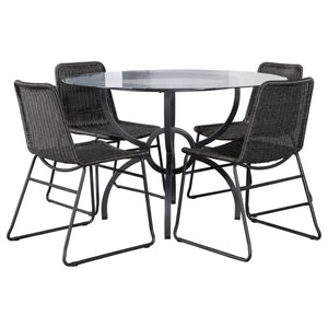 Aviano 5-piece Round Glass Top Dining Table Set Gunmetal