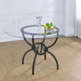 Aviano Round 48-inch Glass Top Metal Dining Table Gunmetal | King | Grey | Gunmetal | 108291BG