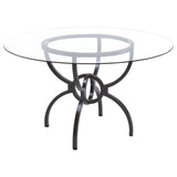 Aviano Round 48-inch Glass Top Metal Dining Table Gunmetal | King | Grey | Gunmetal | 108291BG