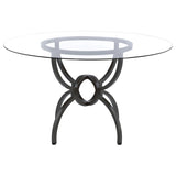 Aviano Round 48-inch Glass Top Metal Dining Table Gunmetal | King | Grey | Gunmetal | 108291BG