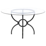 Aviano Round 48-inch Glass Top Metal Dining Table Gunmetal | King | Grey | Gunmetal | 108291BG