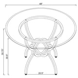 Aviano Round 48-inch Glass Top Metal Dining Table Gunmetal | King | Grey | Gunmetal | 108291BG