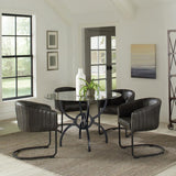 Aviano Round 48-inch Glass Top Metal Dining Table Gunmetal | King | Grey | Gunmetal | 108291BG