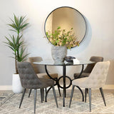 Aviano Round 48-inch Glass Top Metal Dining Table Gunmetal | King | Grey | Gunmetal | 108291BG