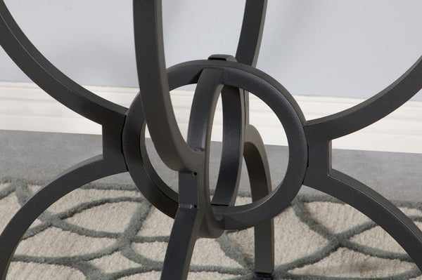 Aviano 5-piece Round Glass Top Dining Table Set Gunmetal