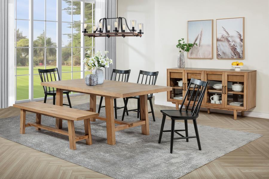 Middleton 6-piece Extension Leaf Dining Set Brown and Black | Brown | Natural / Black | 108540-S6B