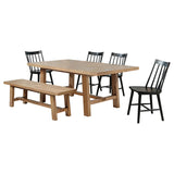 Middleton 6-piece Extension Leaf Dining Set Brown and Black | Brown | Natural / Black | 108540-S6B