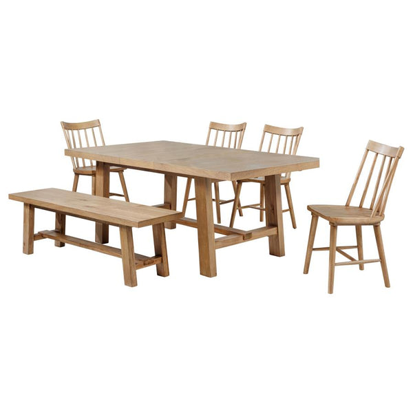 Middleton 6-piece Extension Leaf Dining Set Natural Brown
