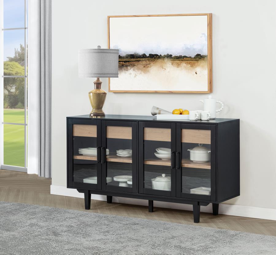 Middleton 4-door Sideboard Server with Dual Drawers Black | Full | Black | 108545BLK