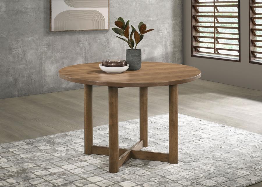 Crestmore 46-inch Round Wood Dining Table Walnut | Brown | Walnut | 108570