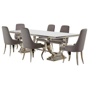 Antoine 7-piece Rectangular Glass Top Dining Table Set Grey