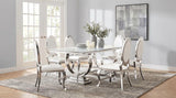 Antoine 7-piece Rectangular Glass Top Dining Table Set White | Ivory | Cream White | 108811-S7W