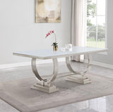 Antoine Rectangular 95-inch Glass Top Dining Table White | King | White | 108811