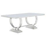 Antoine Rectangular 95-inch Glass Top Dining Table White | King | White | 108811