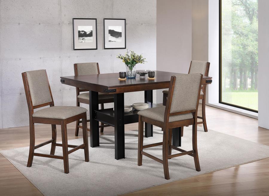 Patterson 5-piece Counter Height Dining Set Mango Oak | Full | Brown | Mango Oak / Black | 108888-S5