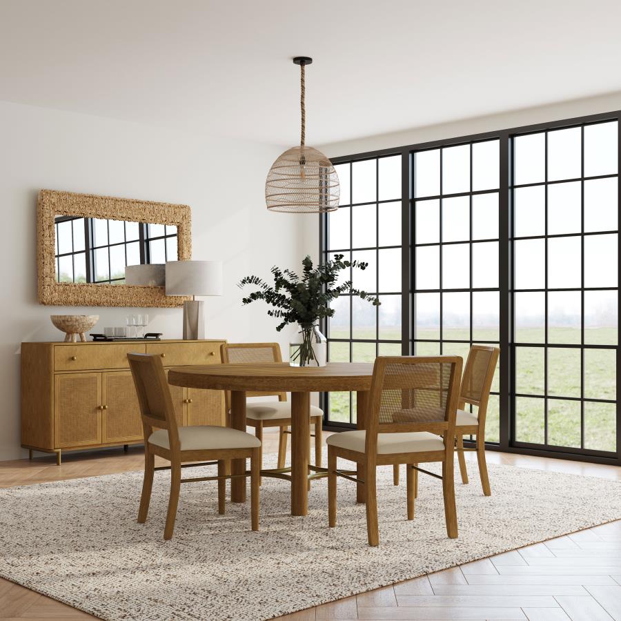Arini 5-piece Round Dining Room Table Set Sand Wash | Brown | Sand Wash | 108930-S5W