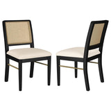 Arini Rattan Cane Dining Side Chair Black (Set of 2) | 108932BLK