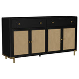 Arini 2-drawer Cane Door Dining Sideboard Server Black | 108935BLK