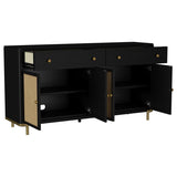 Arini 2-drawer Cane Door Dining Sideboard Server Black | 108935BLK