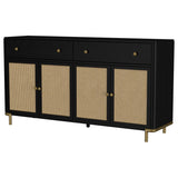 Arini 2-drawer Cane Door Dining Sideboard Server Black | 108935BLK