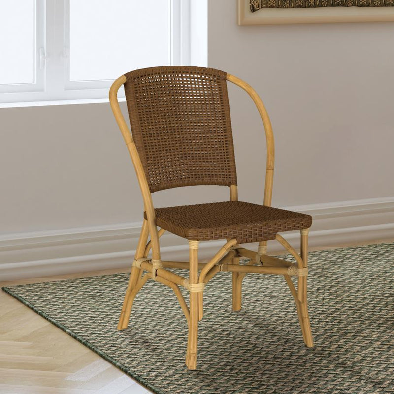 Lexley Woven Rattan Dining Side Chair Brown (Set of 2)