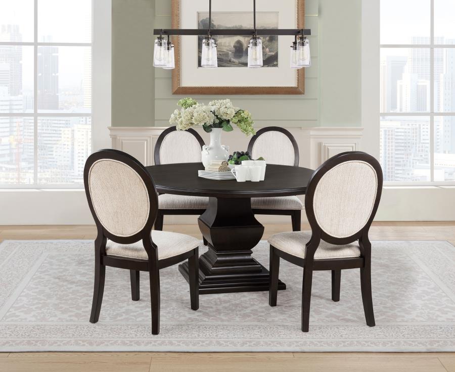 Twyla 5-piece Round Wood Dining Room Table Set Dark Cocoa | King | Brown | Dark Cocoa | 109230-S5