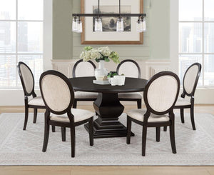 Twyla 7-piece Round Wood Dining Room Table Set Dark Cocoa
